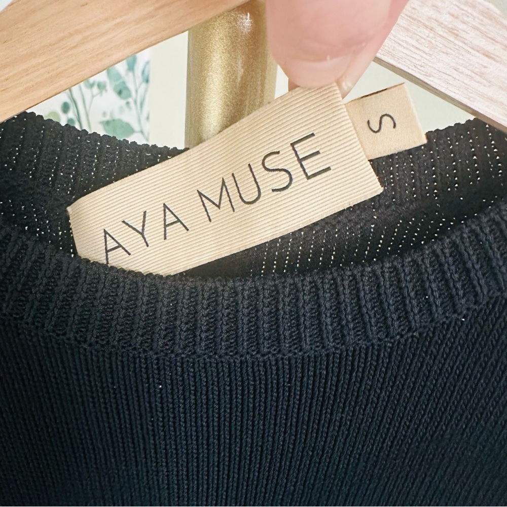 AYA MUSE Gigi Knit Dress Black Side‎ Cut Out Size Small Luxury Minimalist - Picture 4 of 12